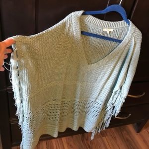 Light blue knit poncho